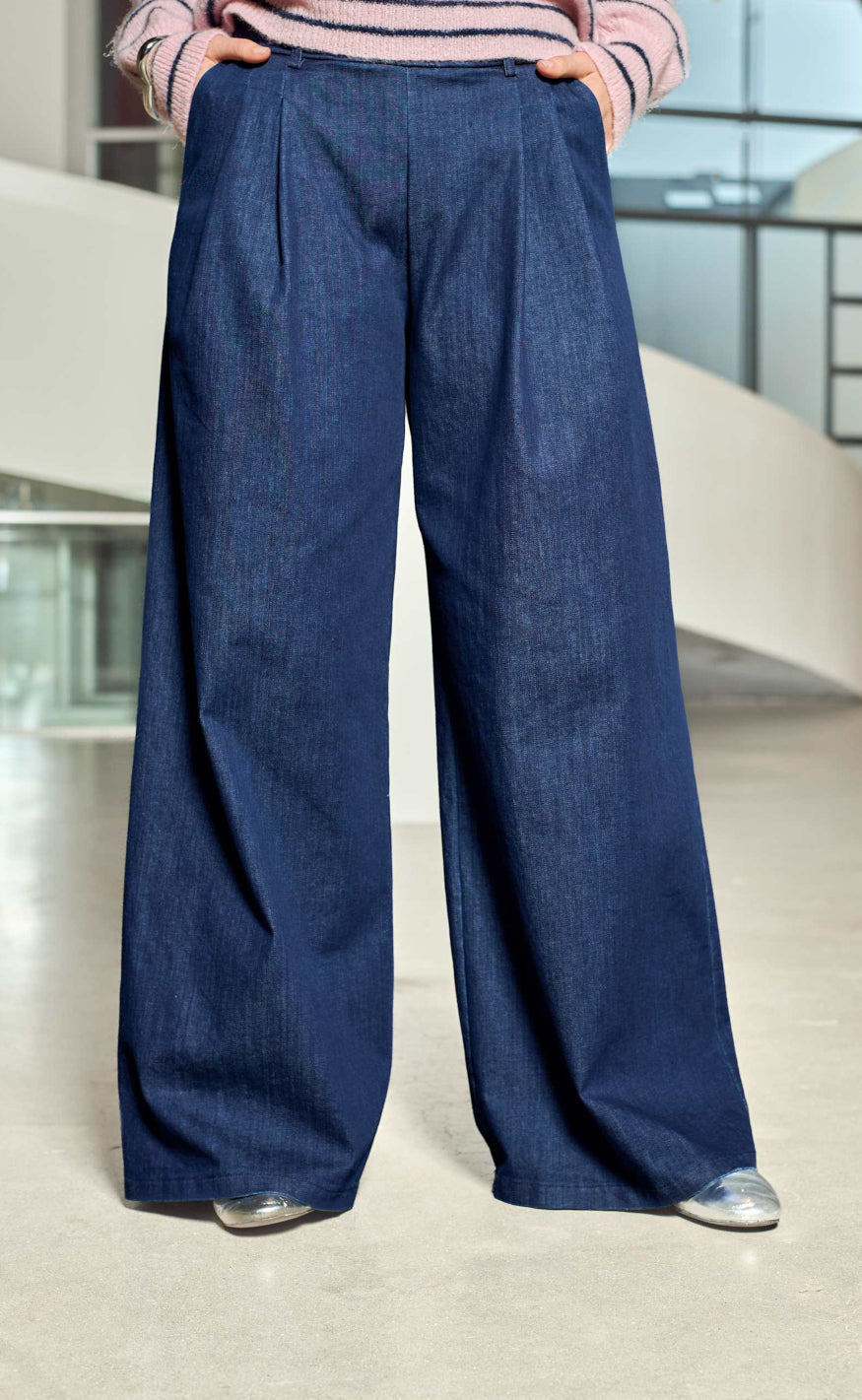 Black Colour Bukser - Denice Wide - Denim