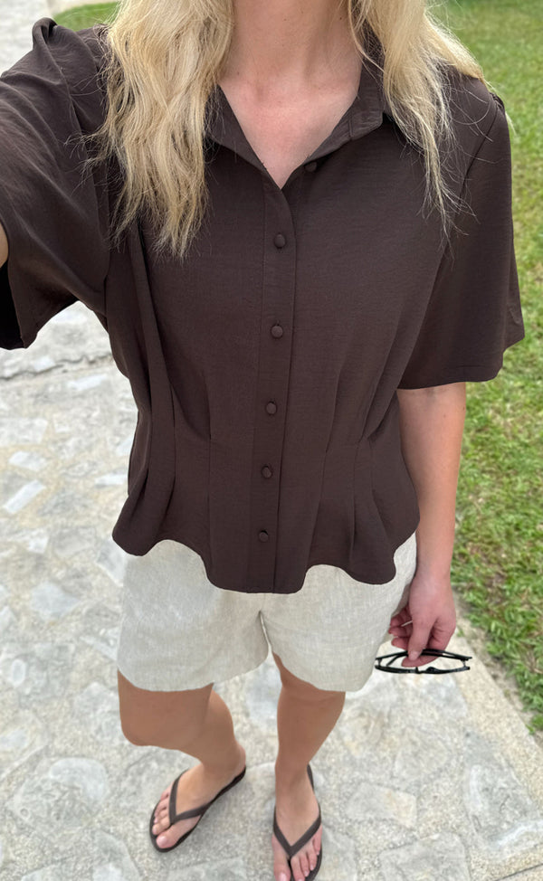 Say INA Copenhagen Bluse - Mille  - Dark Brown