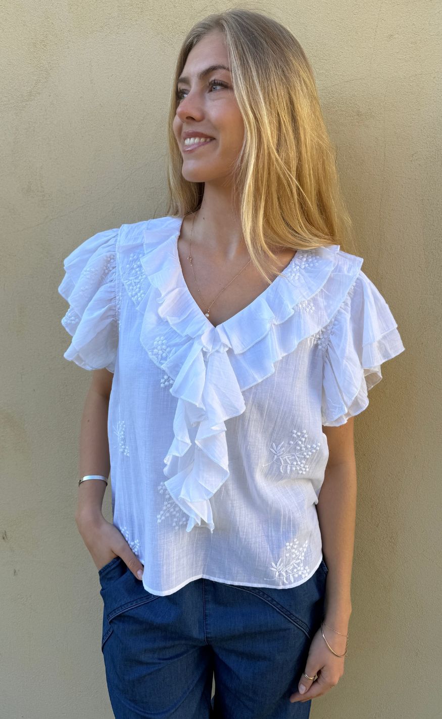 Continue Bluse - Ines Fringles - White