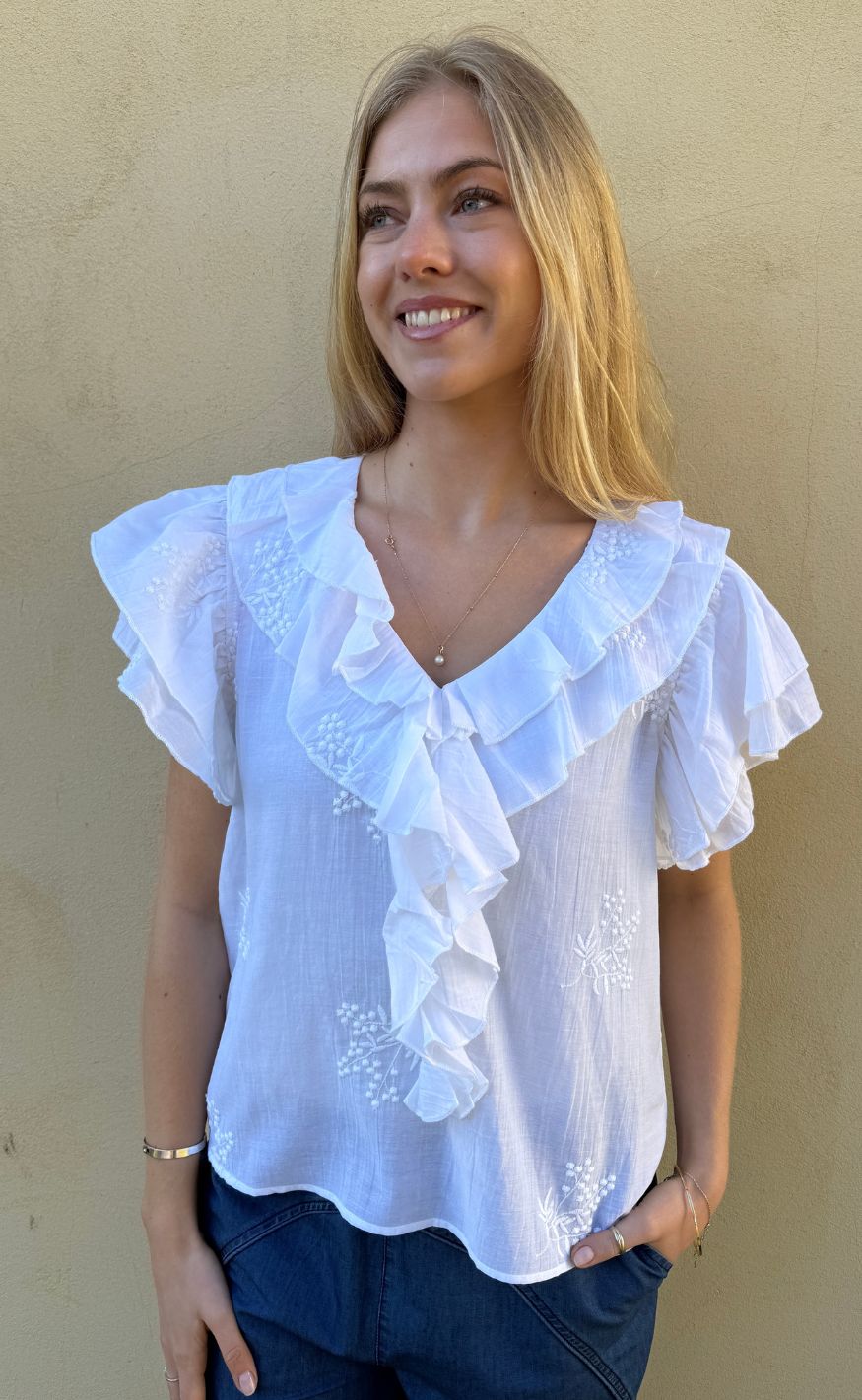 Continue Bluse - Ines Fringles - White