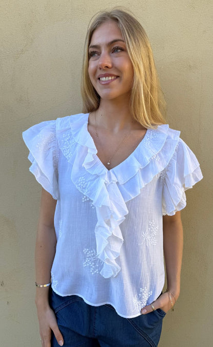 Continue Bluse - Ines Fringles - White