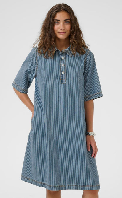 Culture Kjole - Uayna SS - Blue/White Stripe