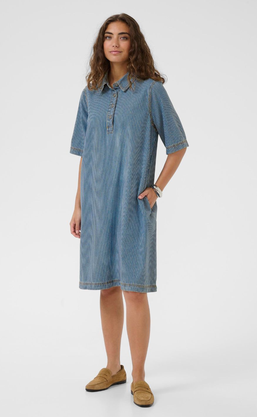 Culture Kjole - Uayna SS - Blue/White Stripe
