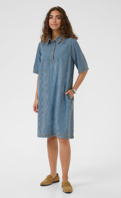 Culture Kjole - Uayna SS - Blue/White Stripe