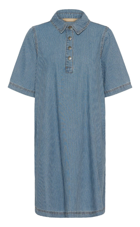 Culture Kjole - Uayna SS - Blue/White Stripe