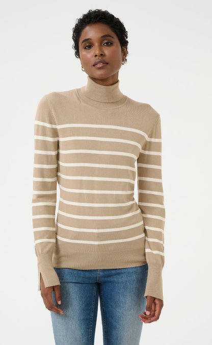 Culture Pullover - Salto Annemette - Timberwolf Mel/White Stripe