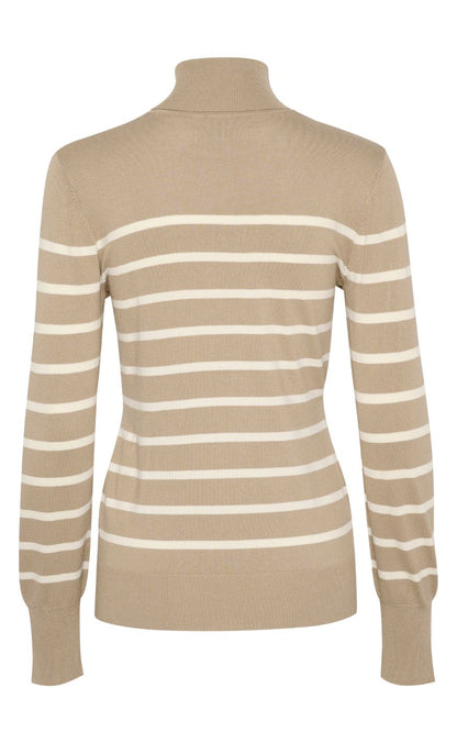 Culture Pullover - Salto Annemette - Timberwolf Mel/White Stripe