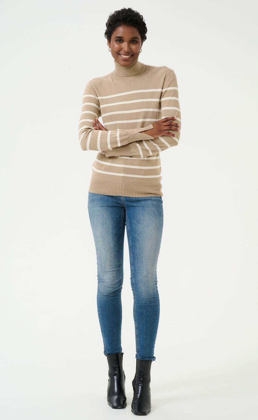 Culture Pullover - Salto Annemette - Timberwolf Mel/White Stripe