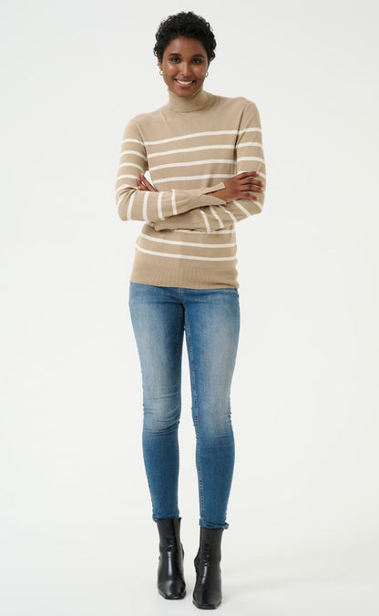 Culture Pullover - Salto Annemette - Timberwolf Mel/White Stripe