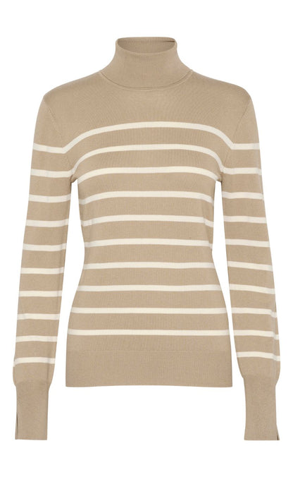 Culture Pullover - Salto Annemette - Timberwolf Mel/White Stripe
