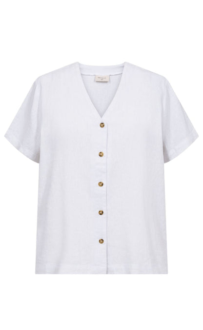 Freequent Skjorte - Lava SS V-neck - Brilliant White
