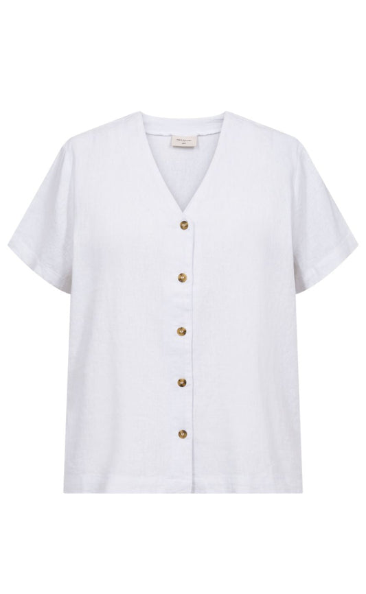 Freequent Skjorte - Lava SS V-neck - Brilliant White