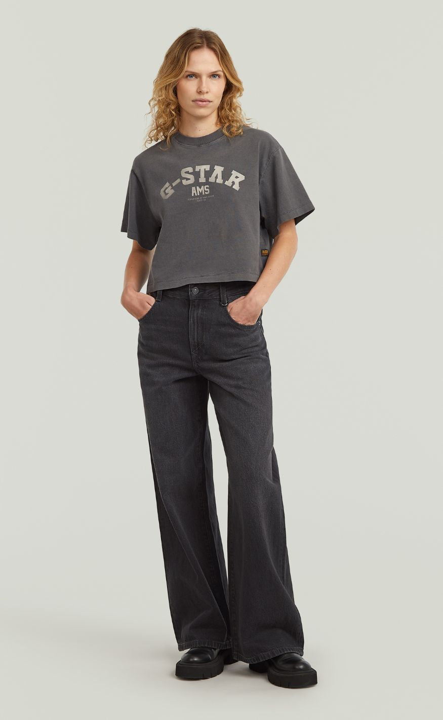G-STAR T-shirt - Washed boxy wmn - DK Black GD