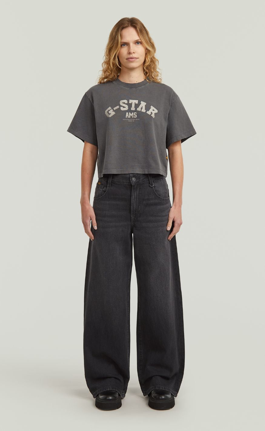 G-STAR T-shirt - Washed boxy wmn - DK Black GD