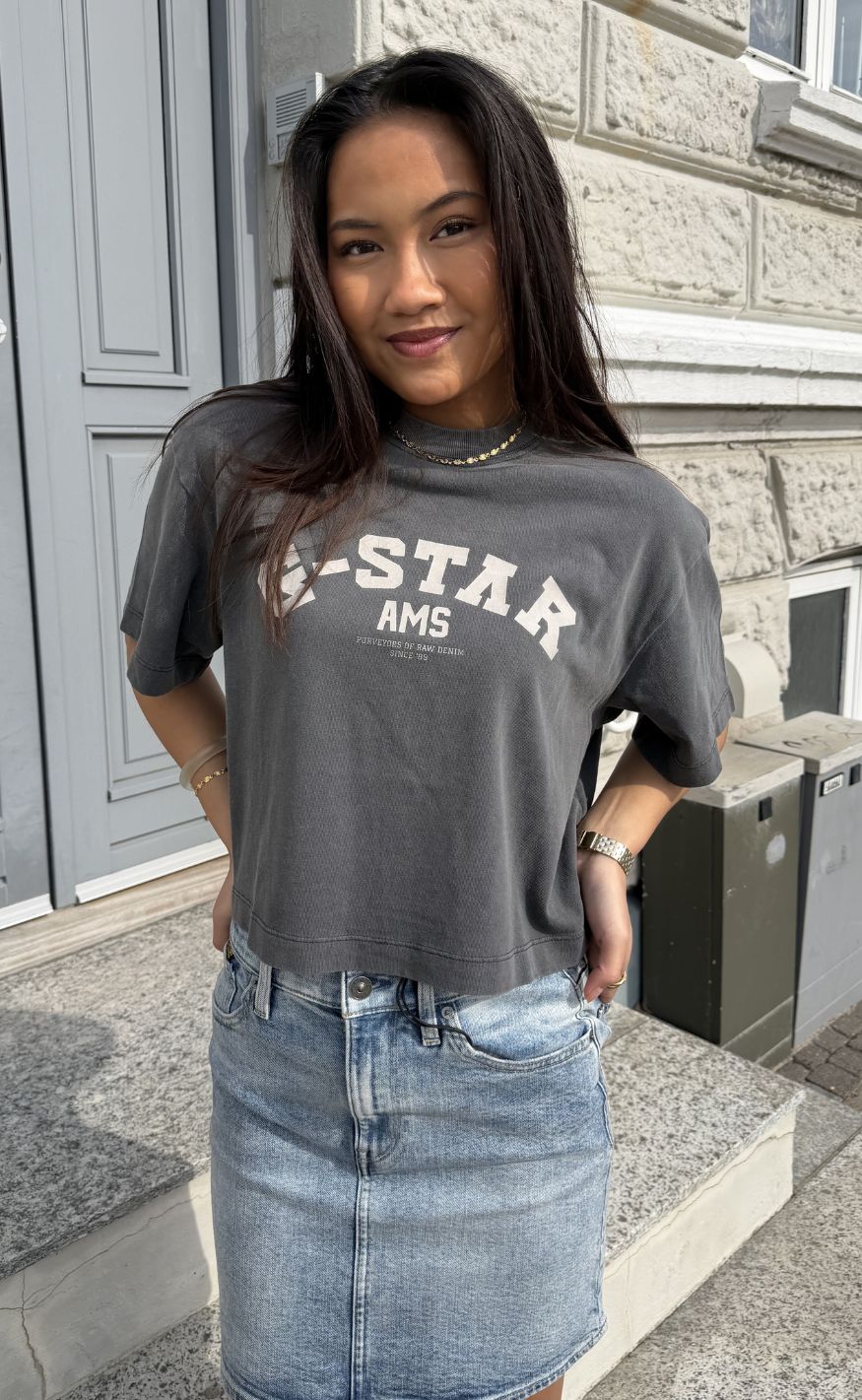 G-STAR T-shirt - Washed boxy wmn - DK Black GD