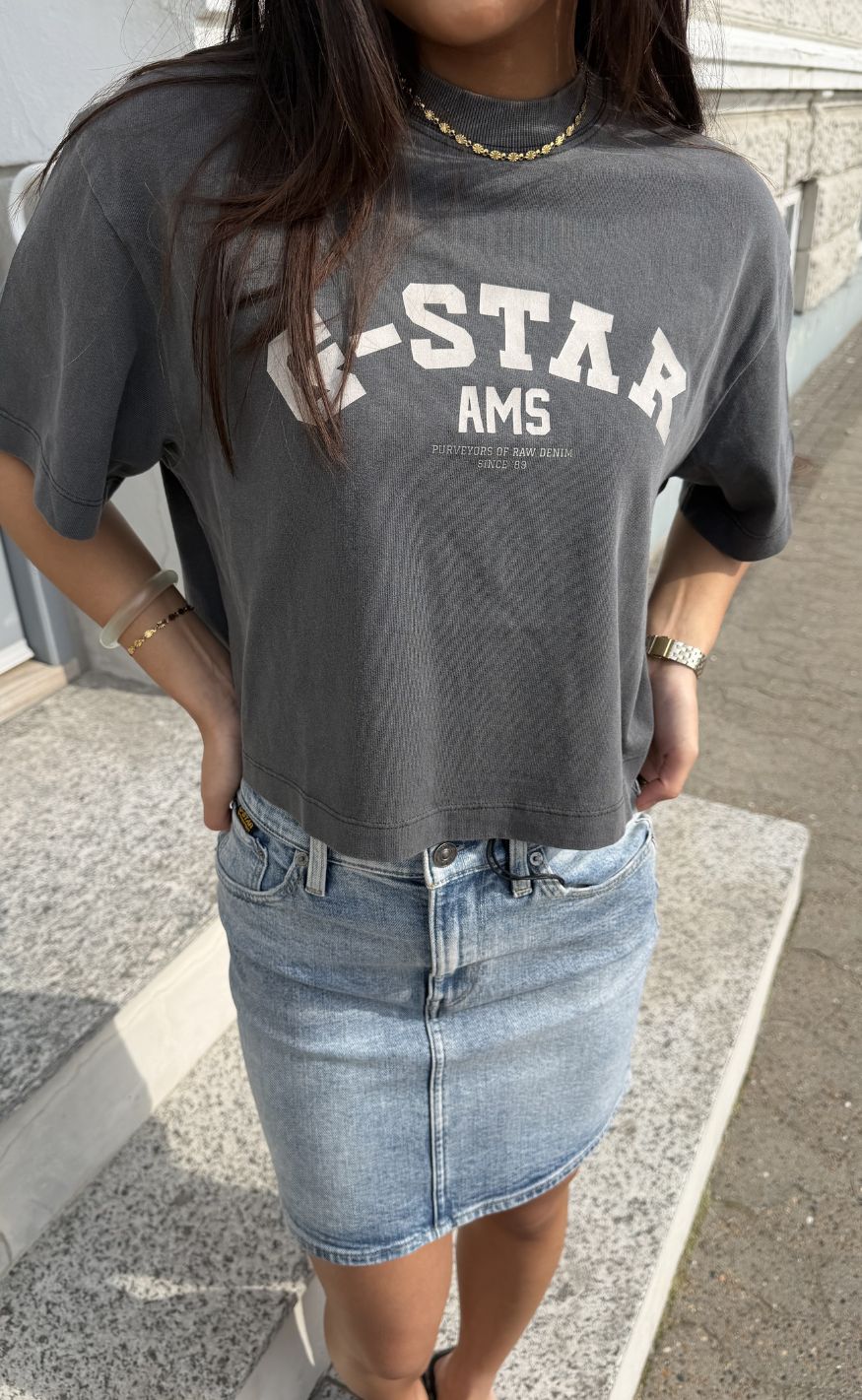 G-STAR T-shirt - Washed boxy wmn - DK Black GD