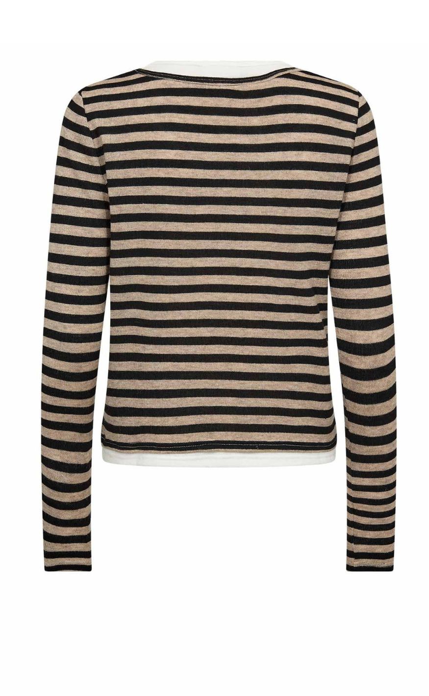 Gossia Bluse - Elma - Sand Black Stripes