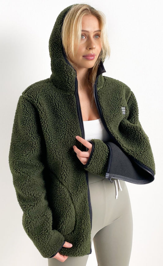 H2O Jakke - Langli Hooded Pile - Army