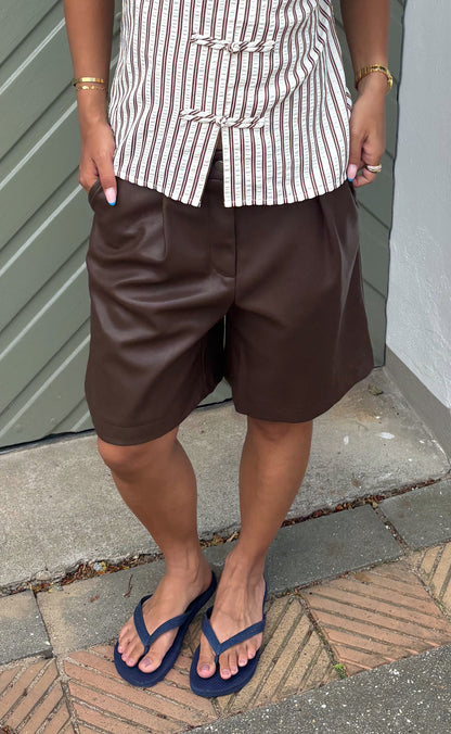 Say INA Copenhagen Shorts - Sanna - Dark Brown PU Leather