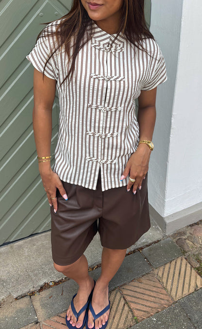 Say INA Copenhagen Shorts - Sanna - Dark Brown PU Leather