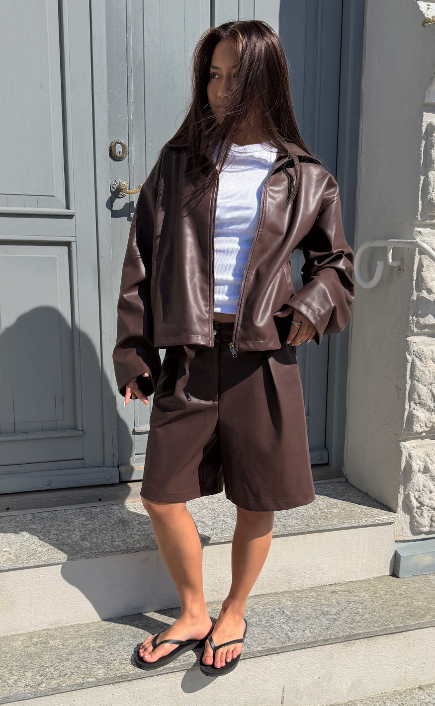 Say INA Copenhagen Jakke - Sanna  - Dark Brown PU Leather