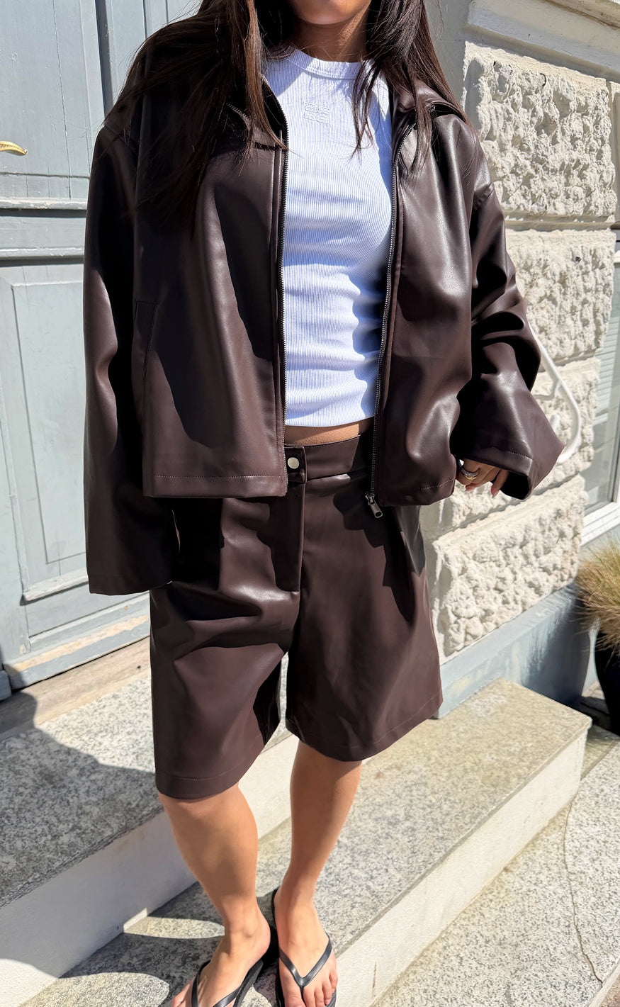 Say INA Copenhagen Shorts - Sanna - Dark Brown PU Leather