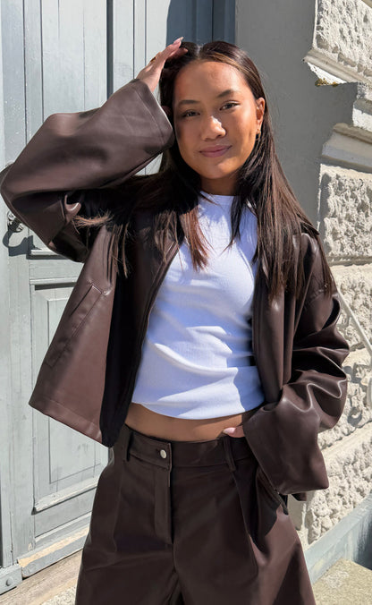 Say INA Copenhagen Jakke - Sanna  - Dark Brown PU Leather