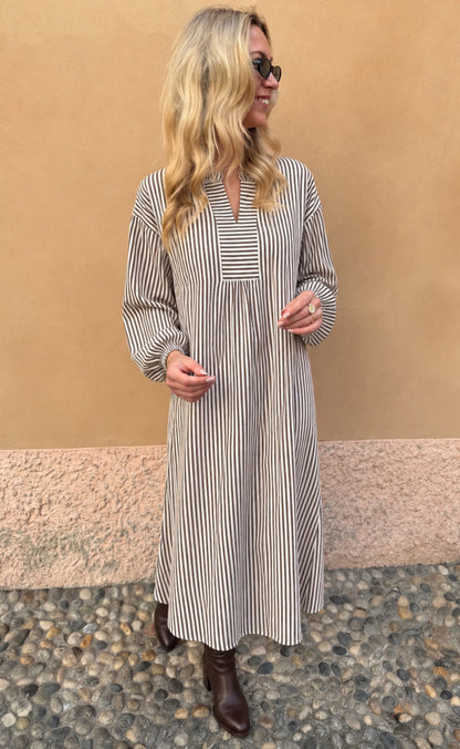 Say INA Copenhagen Kjole - Winnie New LS - Brown Striped
