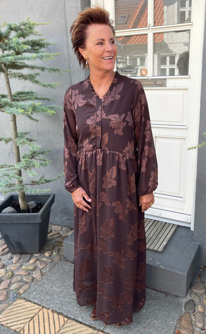 Say INA Copenhagen Kjole - Luna Long - Brown Flowers