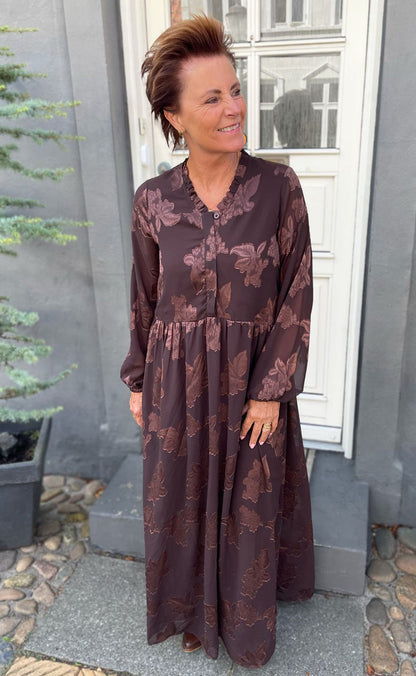Say INA Copenhagen Kjole - Luna Long - Brown Flowers