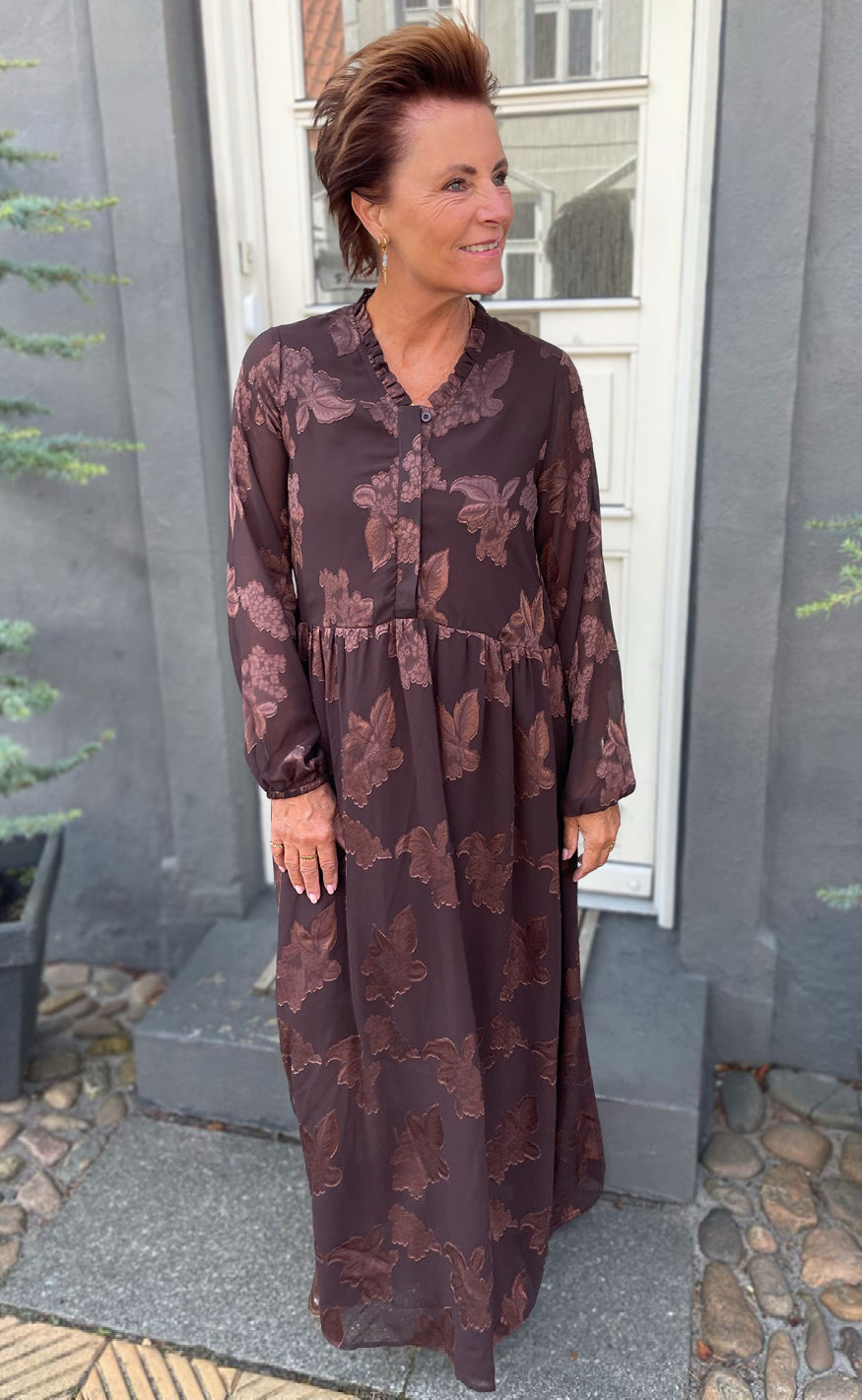 Say INA Copenhagen Kjole - Luna Long - Brown Flowers