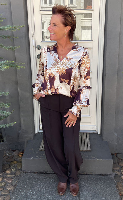 Say INA Copenhagen Skjorte - Eliana - Brown w. Creme Florals