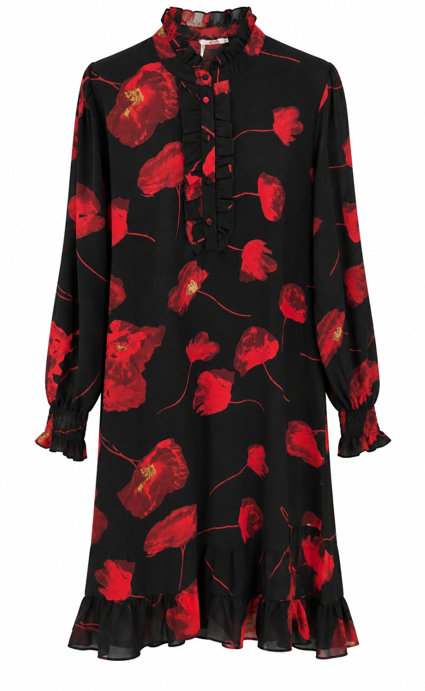 Say INA Copenhagen Kjole - Pia - Black W. Red Flowers