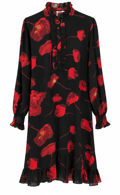 Say INA Copenhagen Kjole - Pia - Black W. Red Flowers