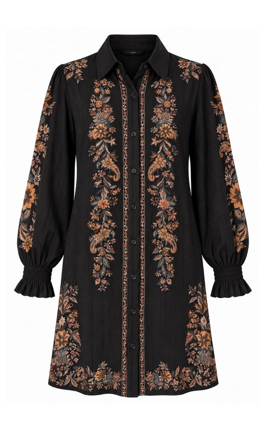 Say INA Copenhagen Kjole - Stacy - Black w. Brown Florals