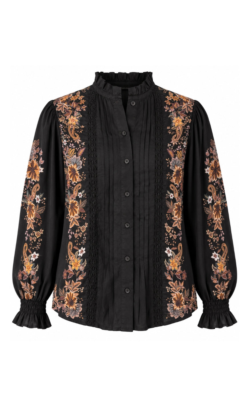 Say INA Copenhagen Skjorte - Stacy - Black w. Brown Florals