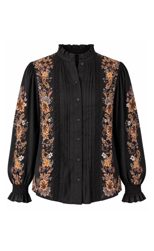 Say INA Copenhagen Skjorte - Stacy - Black w. Brown Florals