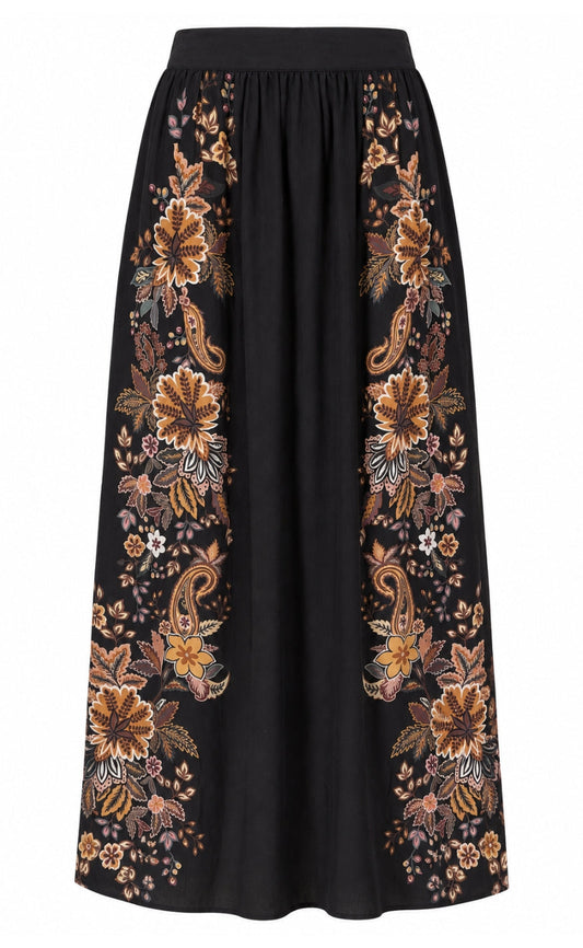 Say INA Copenhagen Nederdel - Stacy - Black w. Brown Florals