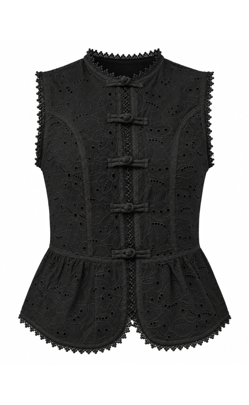 Say INA Copenhagen Top - Ginni - Black Broderi Anglaise