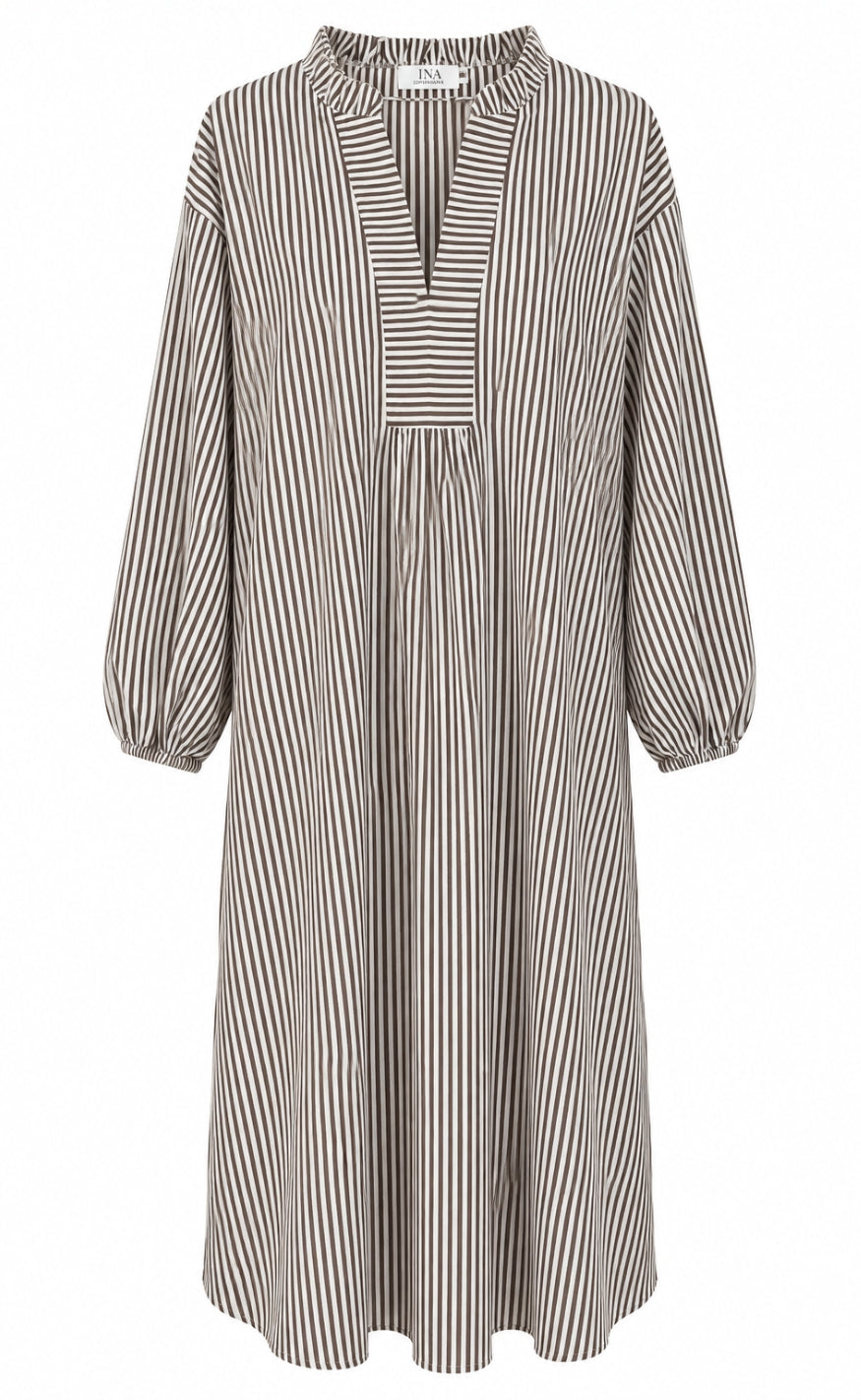 Say INA Copenhagen Kjole - Winnie New LS - Brown Striped