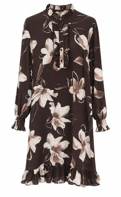 Say INA Copenhagen Kjole - Pia - Dark Brown W. Flowers