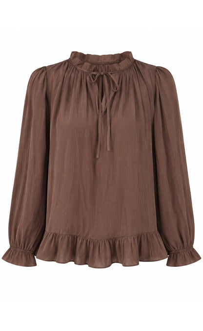 Say INA Copenhagen Bluse - Freja - Shiny Dark Brown