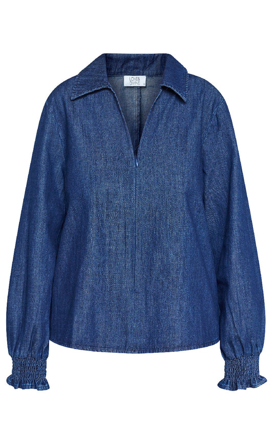 Love & Divine Bluse - Love1391 - D. Denim