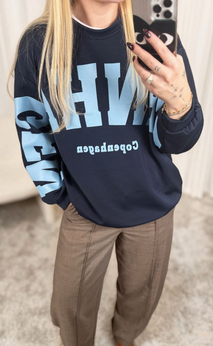 Marta Du Chateau Sweatshirt - Hibiscus - Navy/Sky