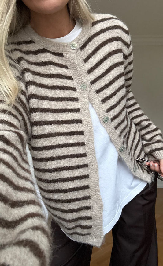 Noella Cardigan - Mertice - Brown Sand Stripe