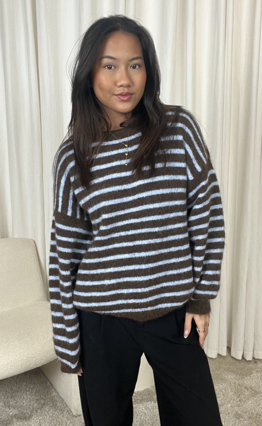 Noella Strik - Mafalda - Brown Blue Stripe