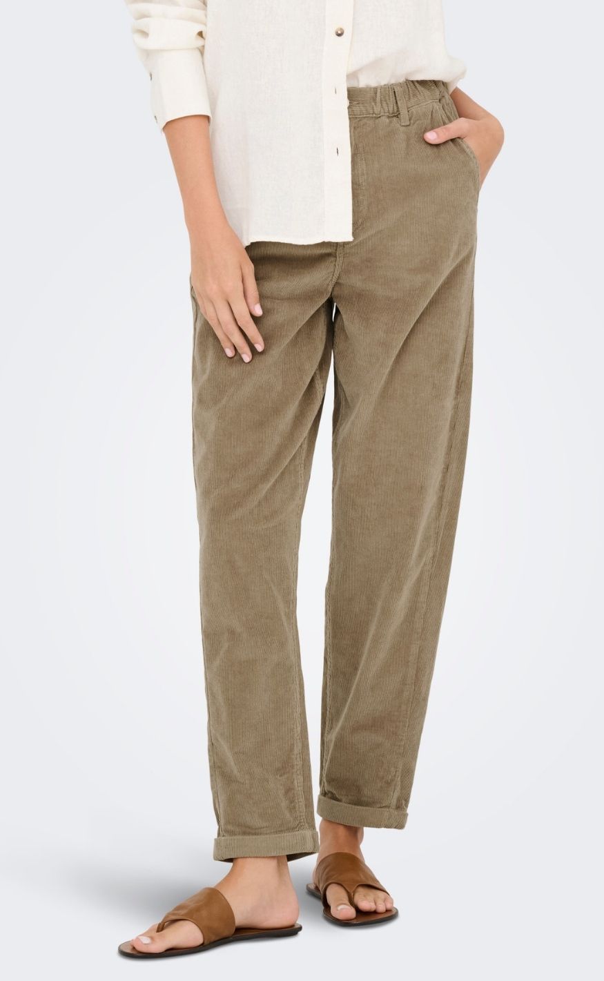 ONLY Bukser - Flora Ela Cord Carrot - Weathered Teak