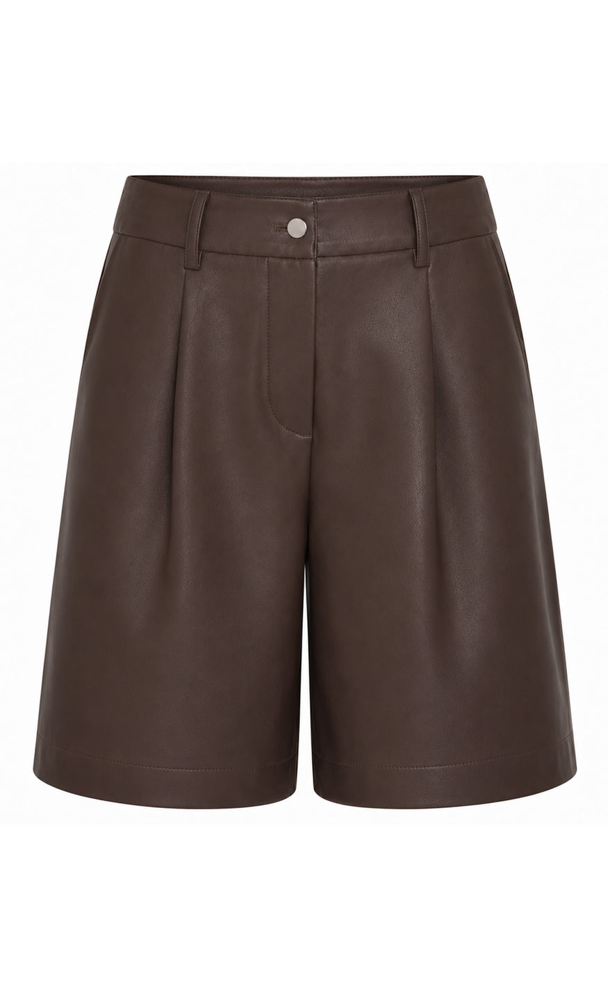 Say INA Copenhagen Shorts - Sanna - Dark Brown PU Leather