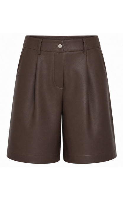 Say INA Copenhagen Shorts - Sanna - Dark Brown PU Leather