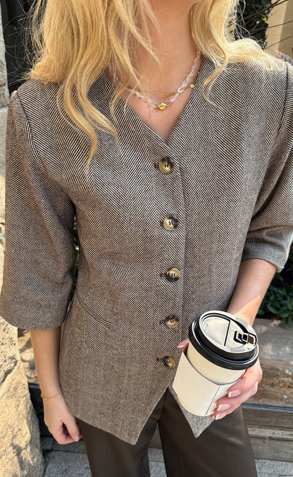 Say INA Copenhagen Blazer - Bella Fitted - Off White / Brown